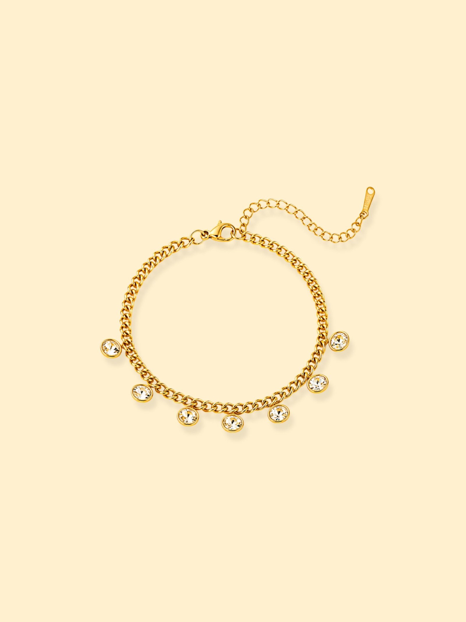 img_0422 18K Gold Plated Crystal Charm Chain Bracelet - Image 1