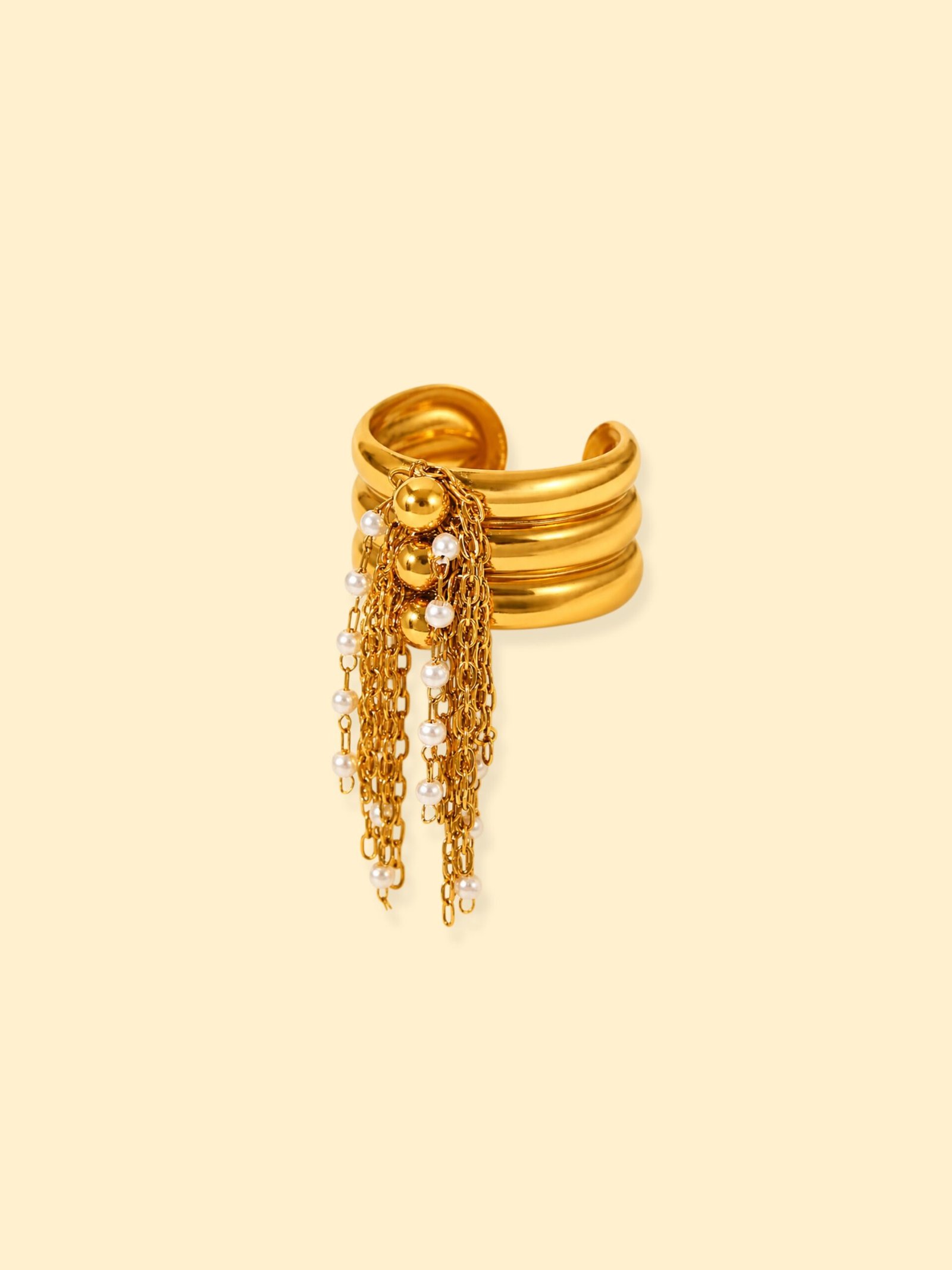 img_0424 18K Gold Plated Crystal Tassel Statement Ring - Image 1