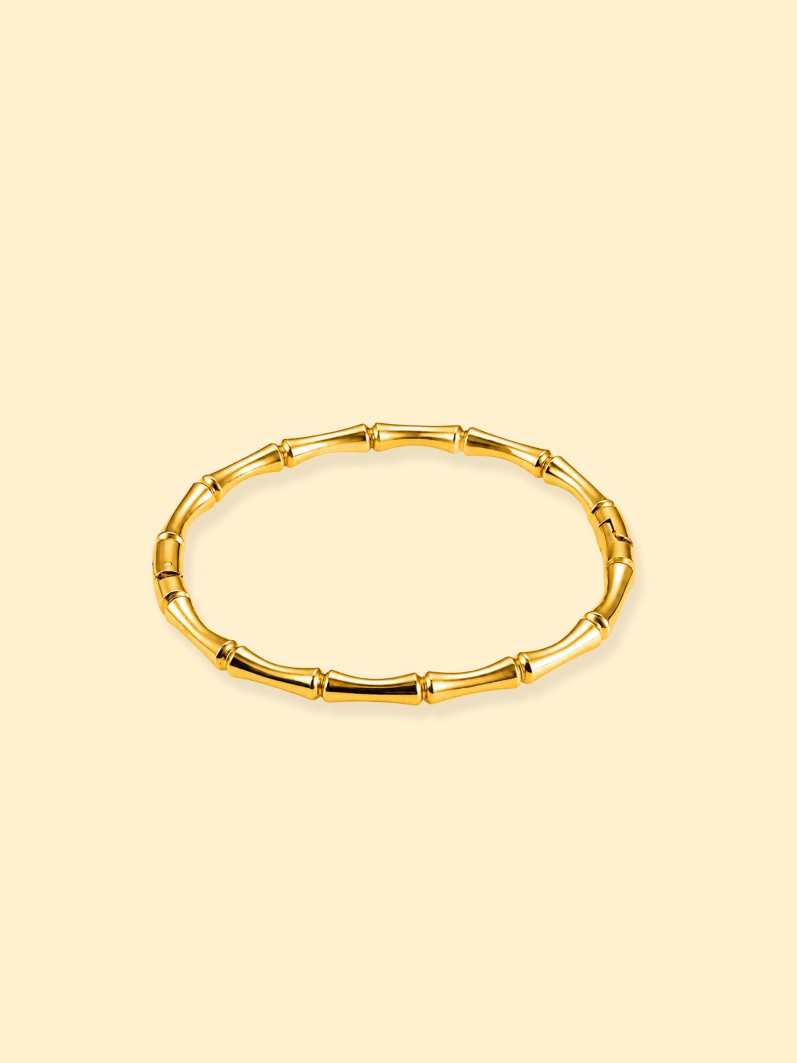 img_0429 18K Gold Plated Bamboo Design Bangle Bracelet - Image 1