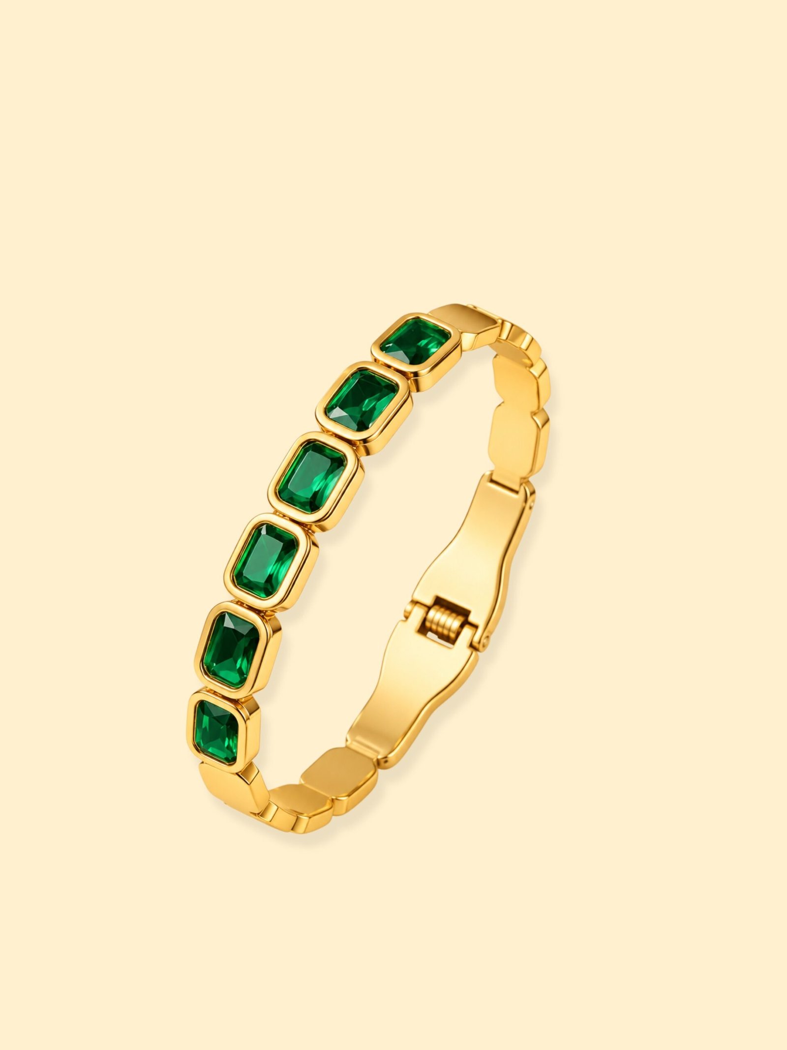 img_0433 18K Gold Plated Emerald Green Crystal Link Bracelet - Image 1