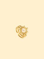 18K Gold Plated Pearl Sunflower Ring