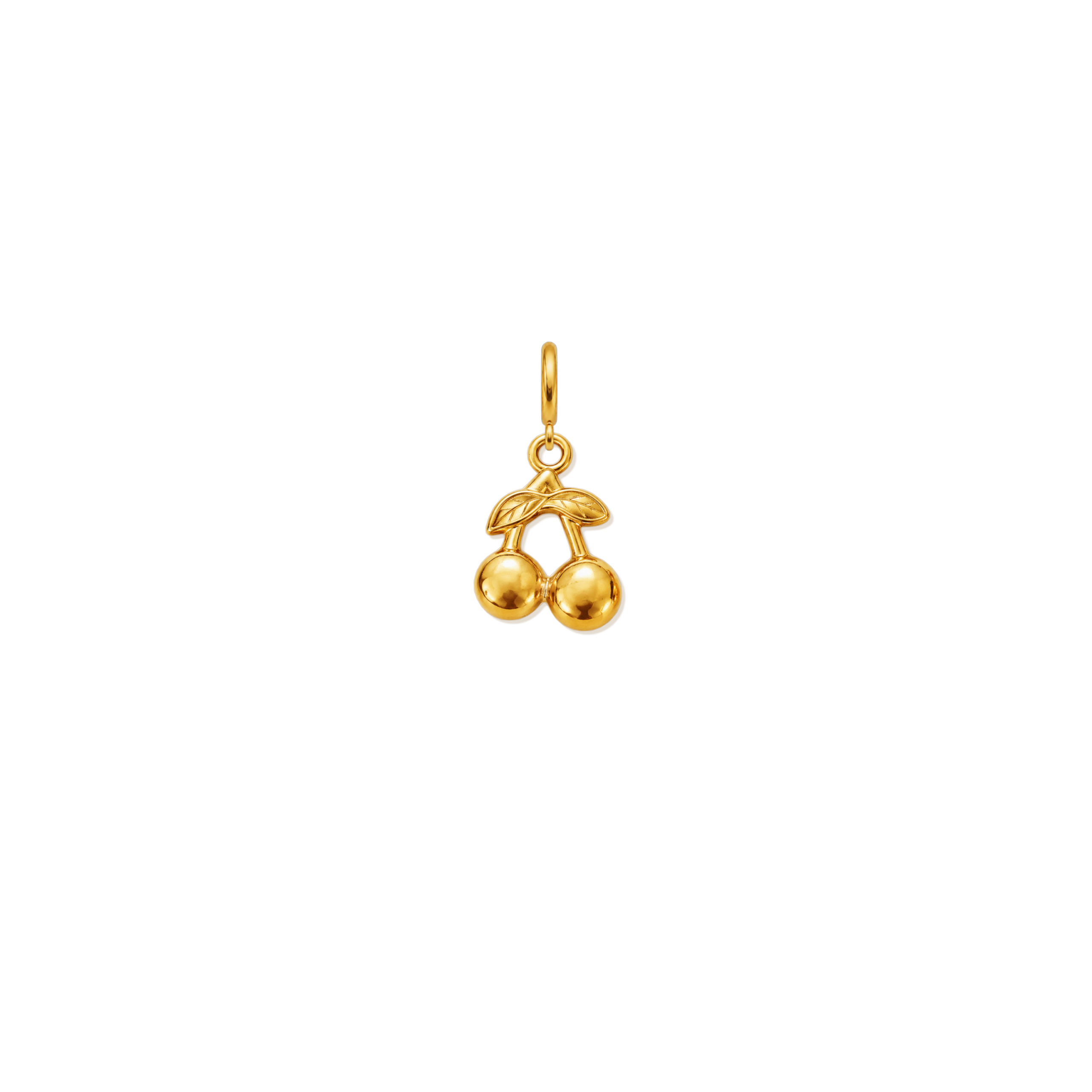 Double Cherry Leaf Charm 18K Gold Plated Stainless Steel